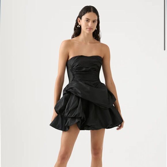 AJE Black Eldora Daybreak Strapless Mini Dress Size: 4 AU or US 0 NWT $525 - Picture 2 of 11